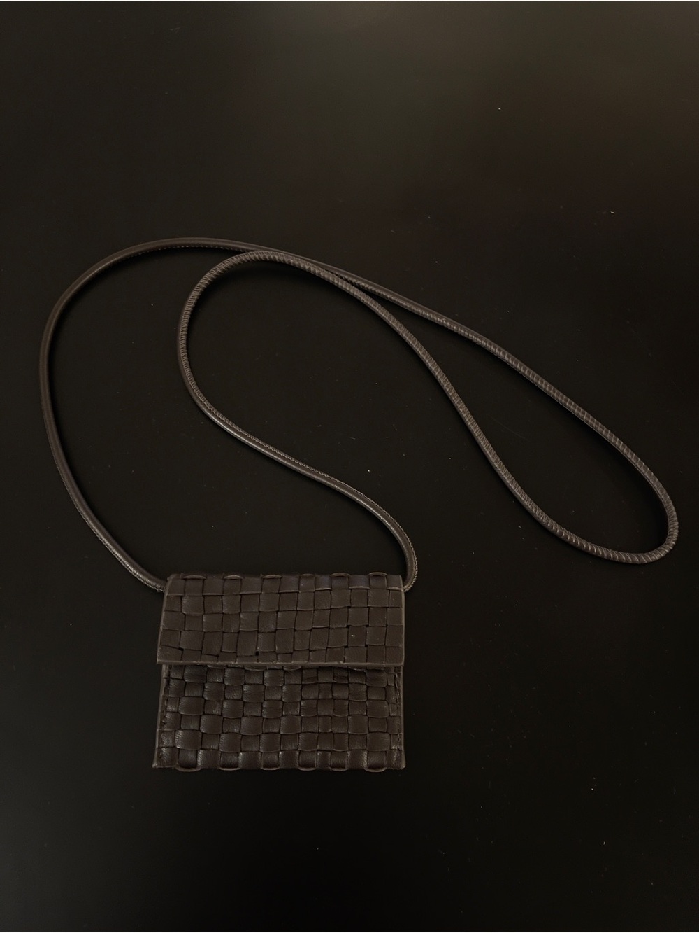 COS BRAIDED LEATHER CARD HOLDER in Brown